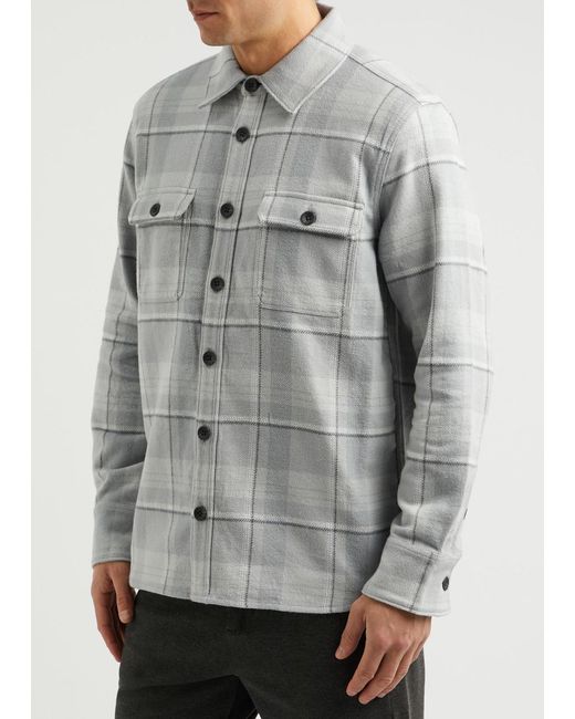 PAIGE Gray Wilbur Checked Flannel Overshirt for men