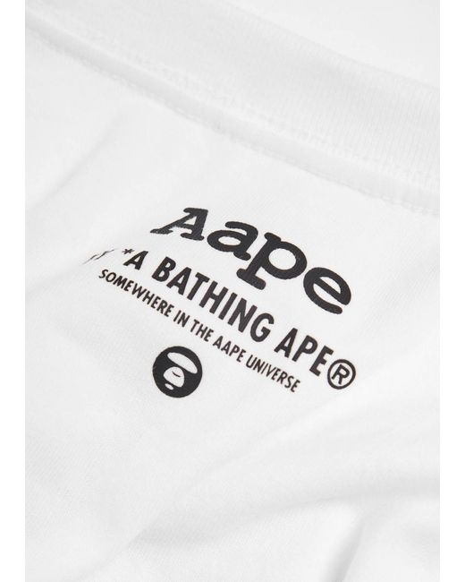Aape White Moonface Universe Printed Cotton T-Shirt for men