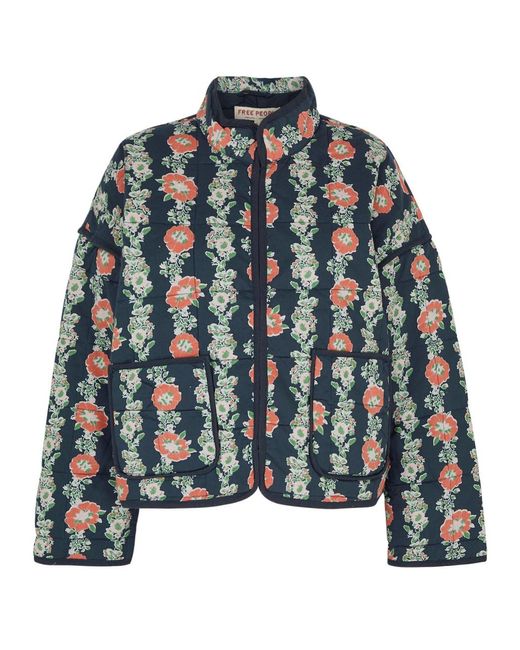 Free People Green Chloe Floral-print Quilted Cotton Jacket
