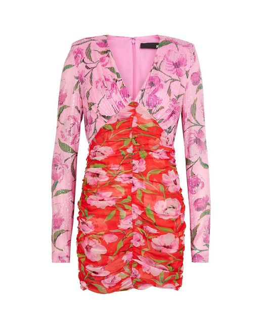 ROTATE SUNDAY Red Rotate Birger Christensen Floral-Print Chiffon And Stretch-Tulle Mini Dress