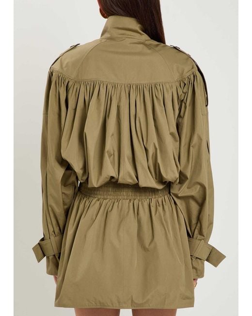 Chloé Green Gathered Cotton-Poplin Coat