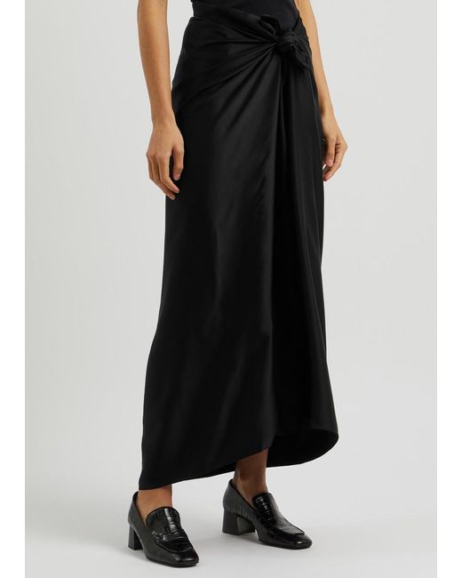 Totême  Black Knotted Satin Maxi Skirt