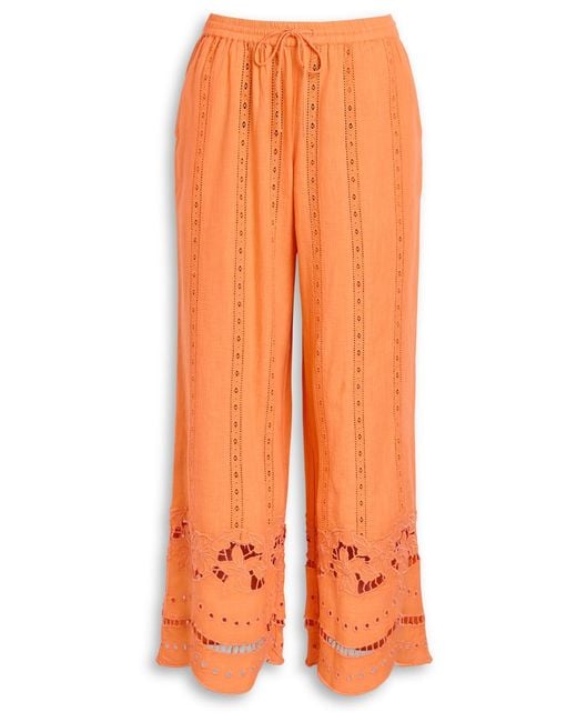 Damson Madder Orange Martina Embroidered Cotton-Blend Trousers