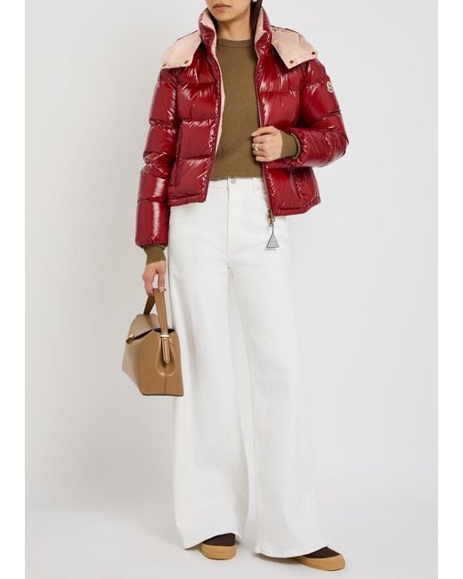 Moncler Red Niveole Padded Hooded Nylon Jacket