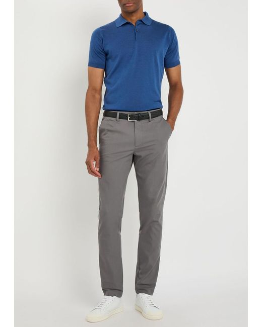 John Smedley Blue Payton Merino Wool Polo Shirt for men