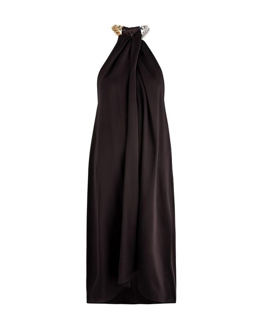 Stella McCartney Black Chain-Embellished Satin Dress