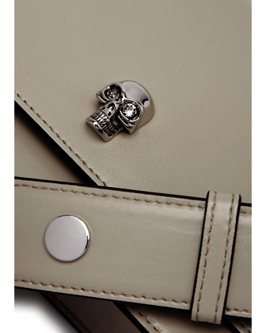 Alexander McQueen Gray Skull Small Leather Shoulder Bag
