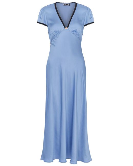 Rixo Blue Clarice Leopard-print Satin Night Dress