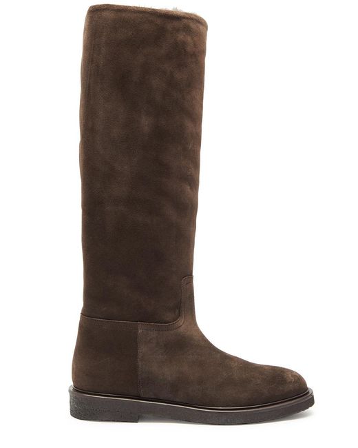 LEGRES Brown Riding Suede Knee-high Boots
