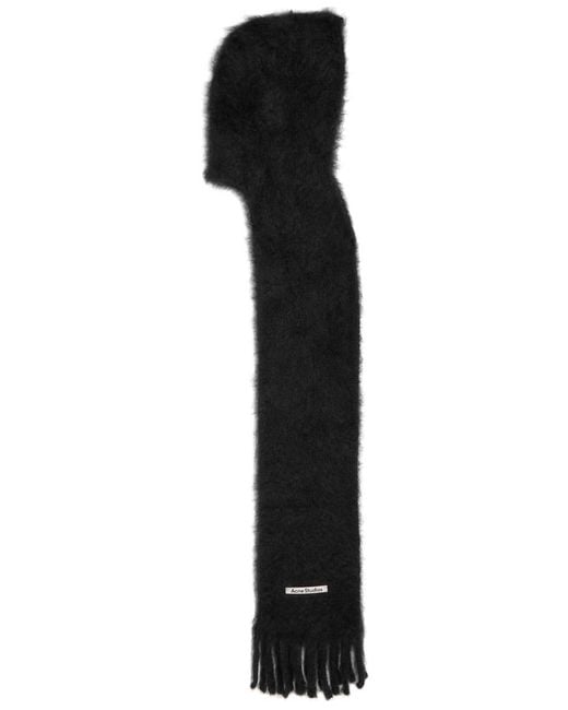 Acne Black Hooded Brushed Mohair-Blend Scarf