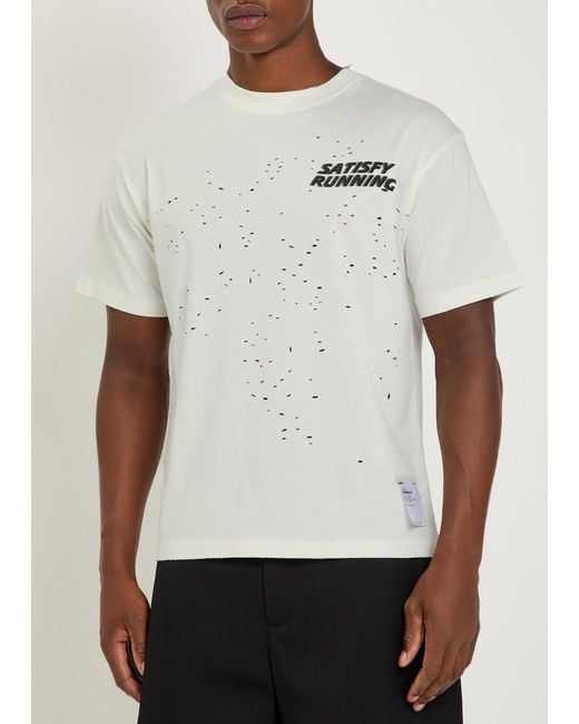 Satisfy White Mothtech Distressed Cotton T-Shirt for men