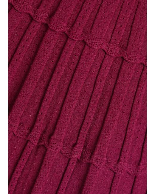 LoveShackFancy Purple Pointelle-Knit Mini Dress