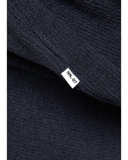 NN07 Blue Danny Half-Zip Ribbed Knit Jumper for men