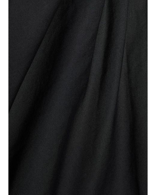Staud Black Bellaria Ruched Stretch-Cotton Midi Dress
