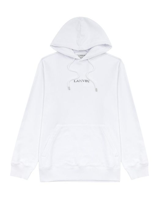 Lanvin White Logo-embroidered Hooded Cotton Sweatshirt for men
