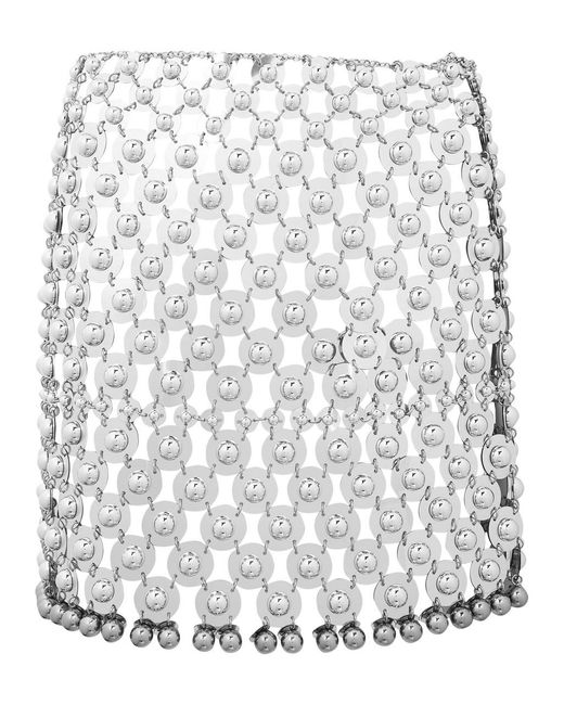 Rabanne White Disc Link Metal Mini Skirt