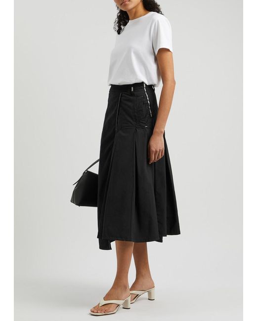 High Black Implicate Wrap-Effect Stretch-Cotton Midi Skirt