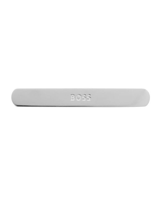 Boss White Logo-Engraved Tie Clip for men
