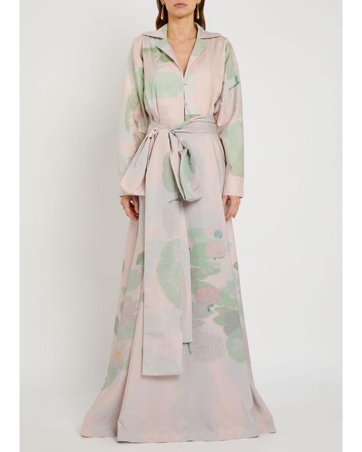 BERNADETTE Pink Beatrice Printed Stretch-Cotton Maxi Shirt Dress
