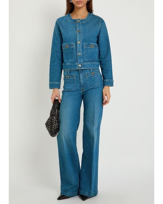 Mother Blue The Stashed Picky Stretch-Denim Jacket