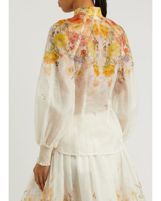 Zimmermann Natural Tranquility Printed Organza Blouse