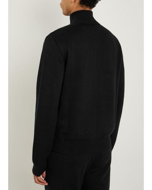 Versace Black Zip-Through Cotton And Cashmere-Blend Jumper for men