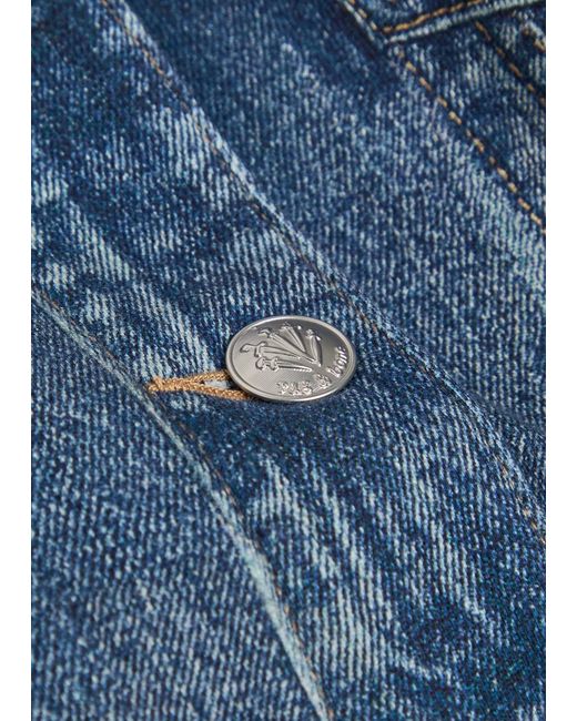 Rag & Bone Blue Miramar Denim-Print Terry Jacket