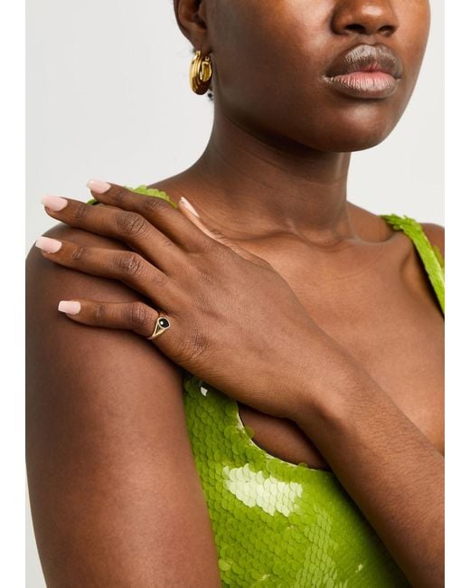 Yvonne Léon Black Baby Chevalière Marquise 9Kt Pinky Ring