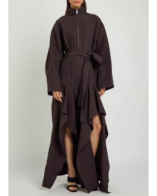 Alaïa Purple Ruffle Poplin Jumpsuit