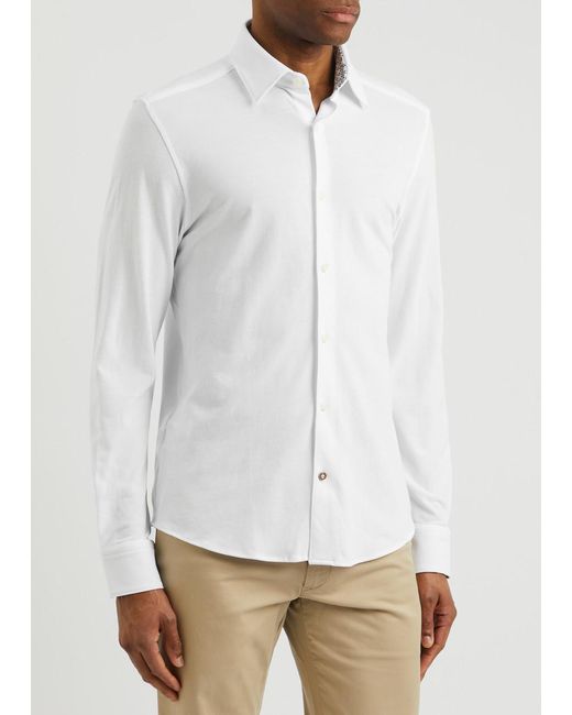 Boss White Piqué Cotton Shirt for men