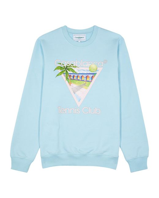 Casablancabrand Blue Tennis Club Icon Printed Cotton Sweatshirt for men