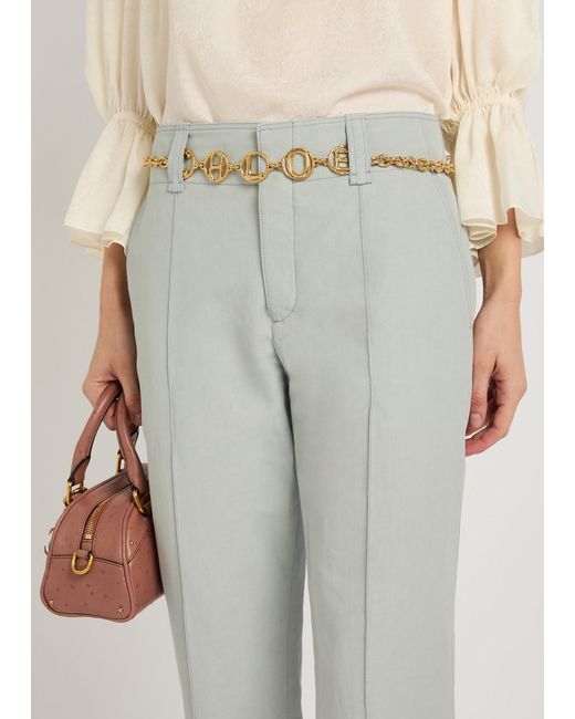 Chloé Gray Tapered-Leg Trousers