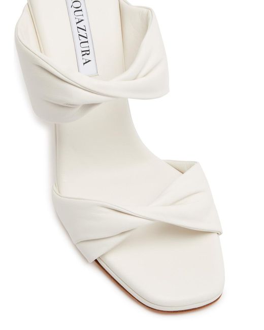 Aquazzura White Twist 95 Leather Sandals