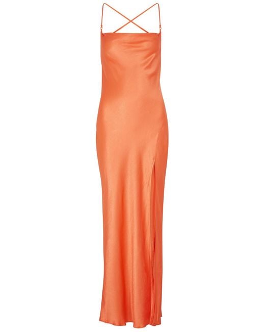 Bec & Bridge Annika Orange Hammered Satin Maxi Dress | Lyst