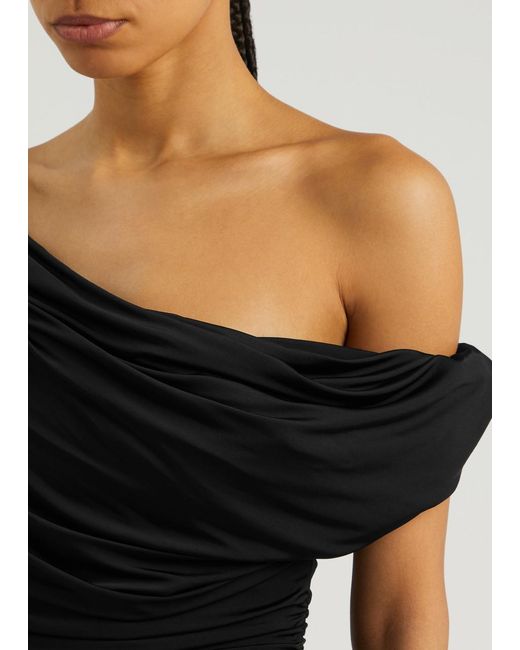 Magda Butrym Black Draped Stretch-Jersey Mini Dress