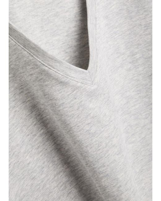 GOOD AMERICAN Gray V-Neck Stretch-Cotton T-Shirt