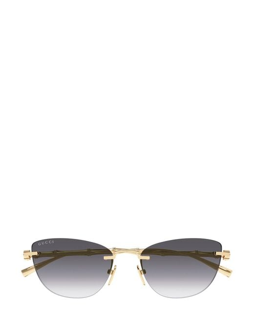 Gucci White Rimless Square-Frame Sunglasses