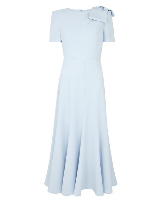 Roland Mouret Blue Bow-Embellished Midi Dress