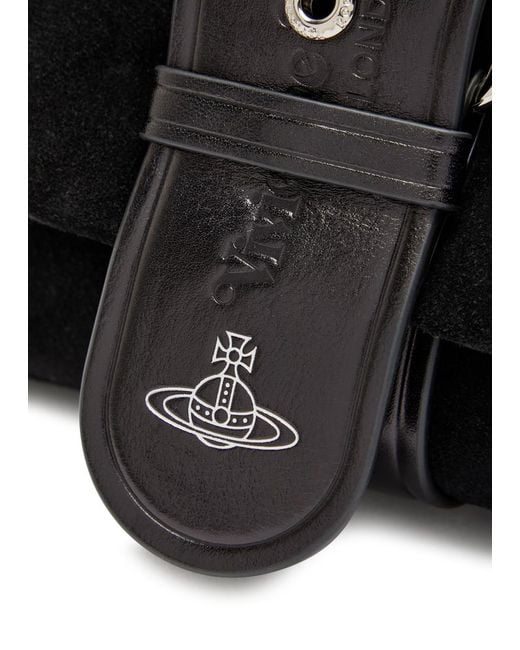 Vivienne Westwood Black Hazel Treasure Suede Shoulder Bag