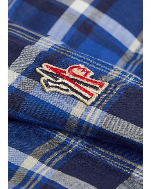 Moncler Blue Quilted Checked Stretch-Cotton Overshirt for men
