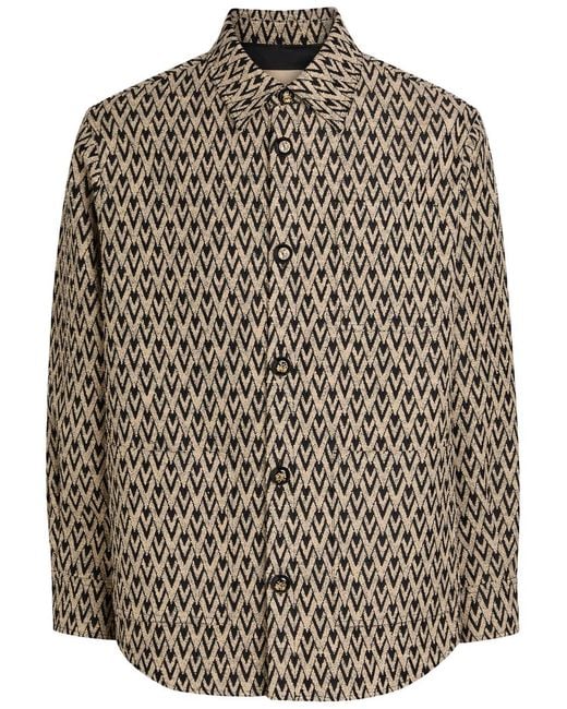 Valentino Garavani Brown Chevron Cotton And Silk-Blend Overshirt for men