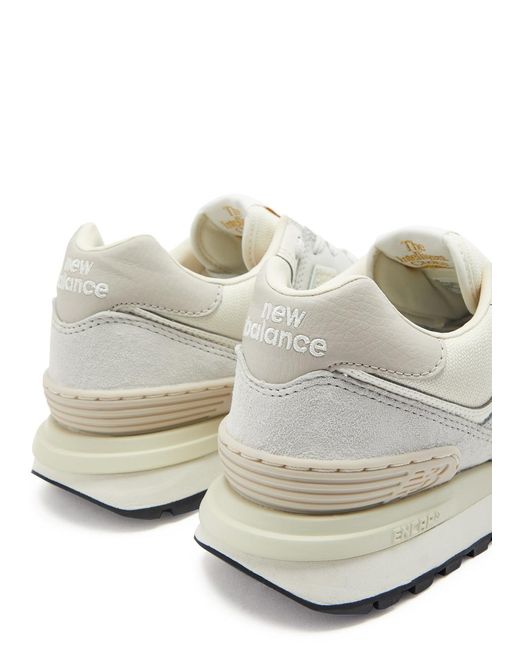 New Balance White 574 Panelled Canvas Sneakers