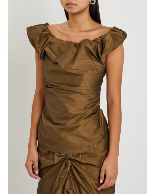 Vivienne Westwood Brown Ginnie Draped Cotton-Blend Top