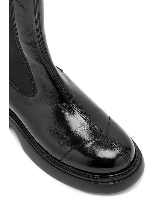 Ganni Black Patent Leather Chelsea Boots