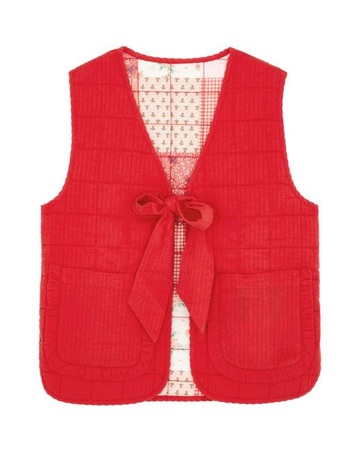 Damson Madder Red Arte Reversible Quilted Cotton Gilet