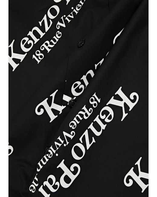 KENZO Black Verdy Logo-print Cotton Poplin Shirt for men
