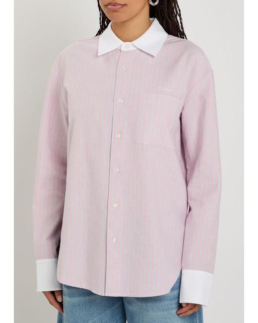 Mother Pink The Room Frenchie Striped Cotton Shirt