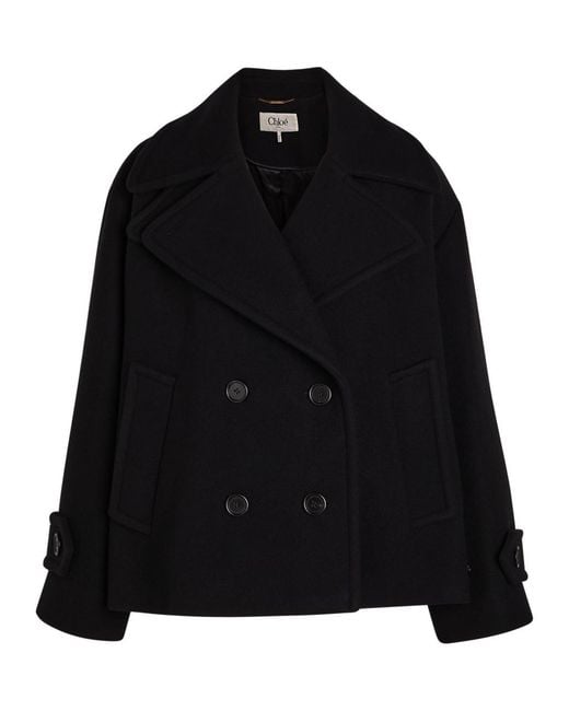 Chloé Black Double-Breasted Wool-Blend Jacket