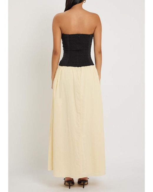 Faithfull The Brand Natural Sant Roc Colour-Blocked Seersucker Maxi Dress