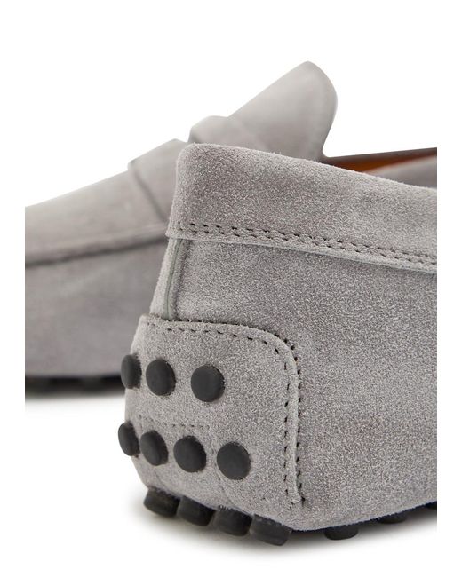 Tod's White Gommino Suede Loafers for men
